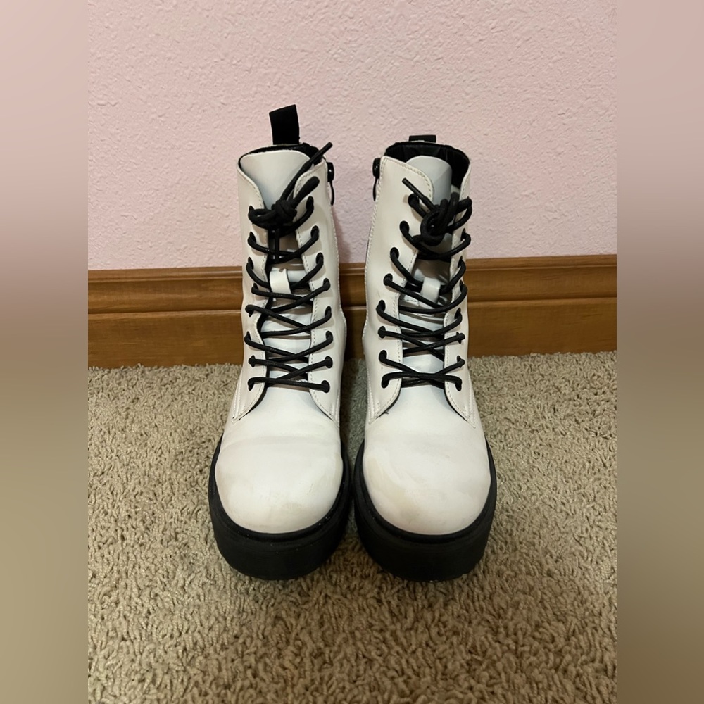 White Combat Boots